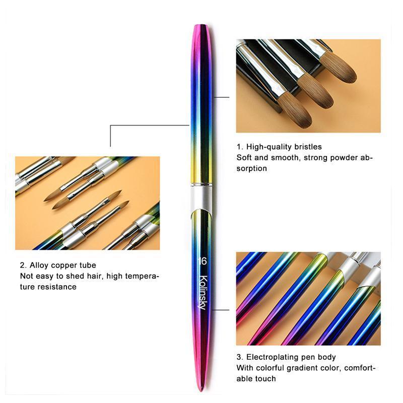 Kolinsky Acrylic Nail Art Brush Manicure Powder Professional Tools Size 2-18 - 2# 3