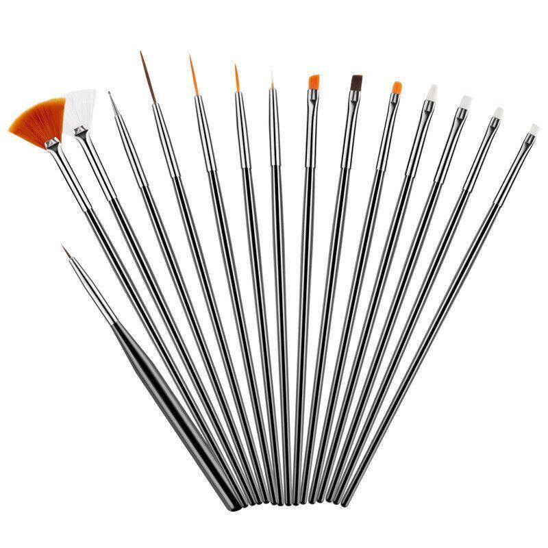 Nail Art Design Brushes Dotting Pen Tool Set Painting Uv Gel Drawing Brush 15Pcs - White