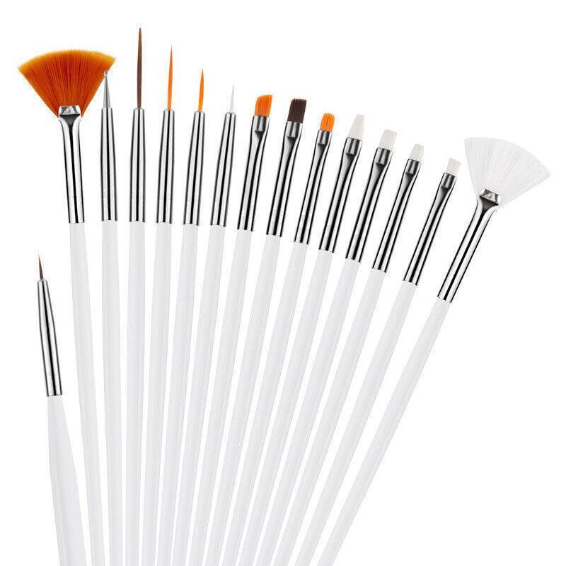 Nail Art Design Brushes Dotting Pen Tool Set Painting Uv Gel Drawing Brush 15Pcs - White 5
