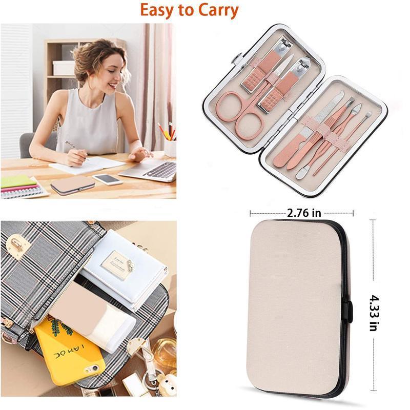 7PCS Manicure Pedicure Set Stainless Nail Clippers Kit Cuticle Grooming Case 3