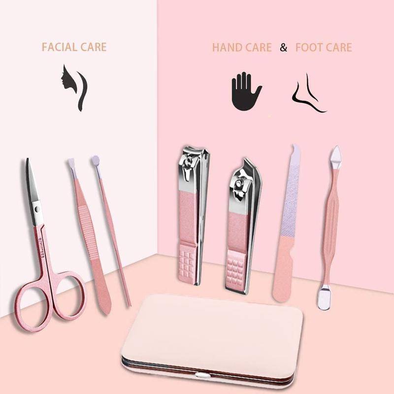 7PCS Manicure Pedicure Set Stainless Nail Clippers Kit Cuticle Grooming Case 4