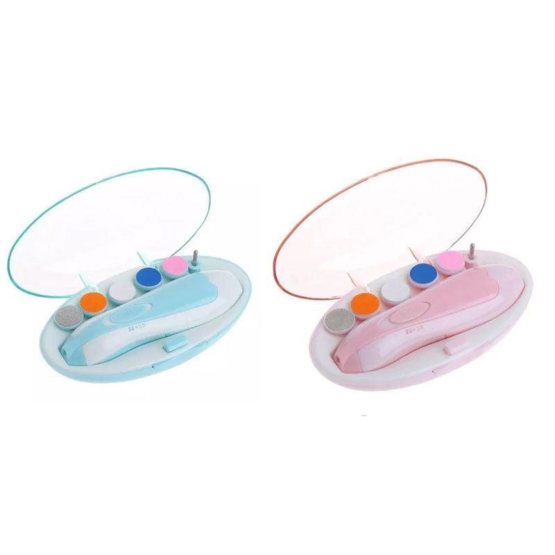 Electric Nail Trimmer Grinder Clipper Set with Gentle Head for Delicate Nails Care - Blue