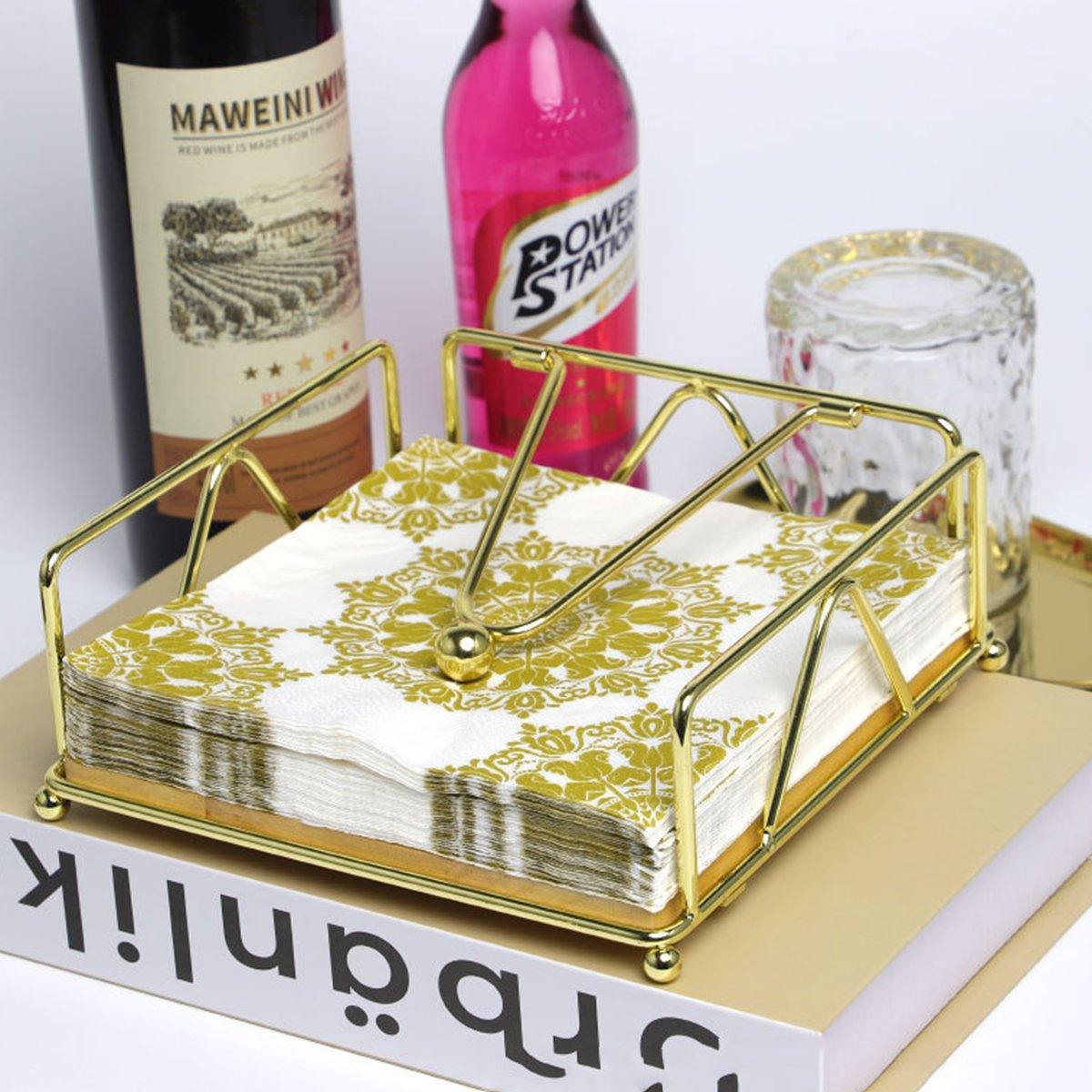 Steel Napkin Holder Serviette Rack Organiser Kitchen Serving Bar 3 Colours - Gold 5