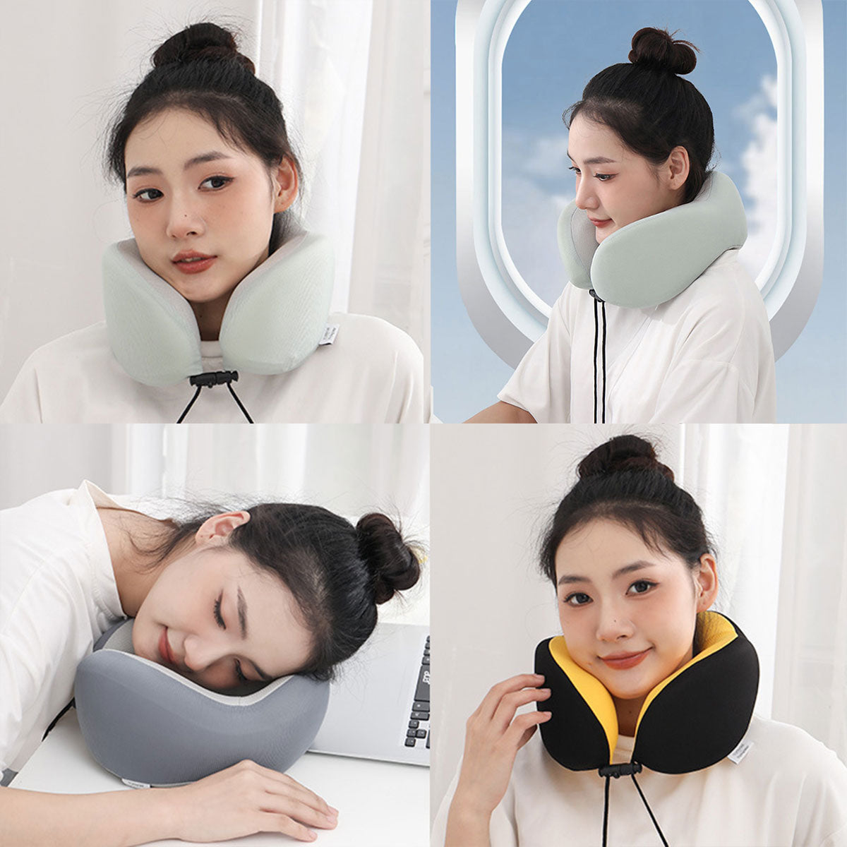 Memory Foam U Shaped Neck Pillow Travel Portable Office Nap Support Pillow - Green 4