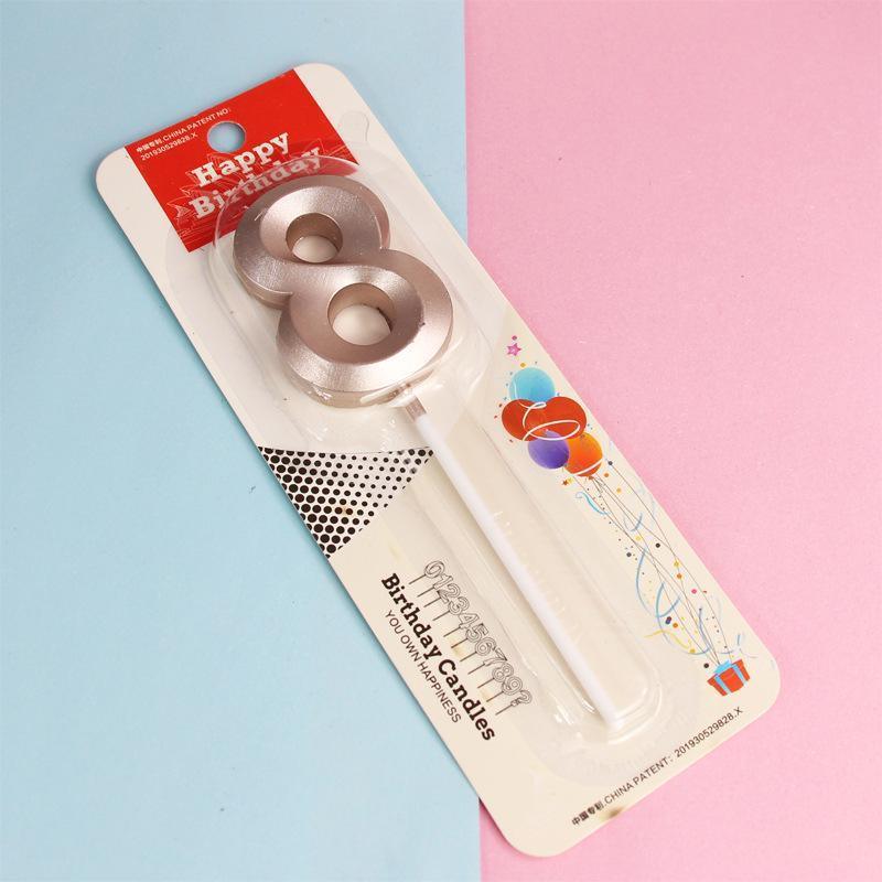 Classic Number Candles Individually Packed With Stand Birthday Make Up Ur Number Rose Gold - Number 0 14