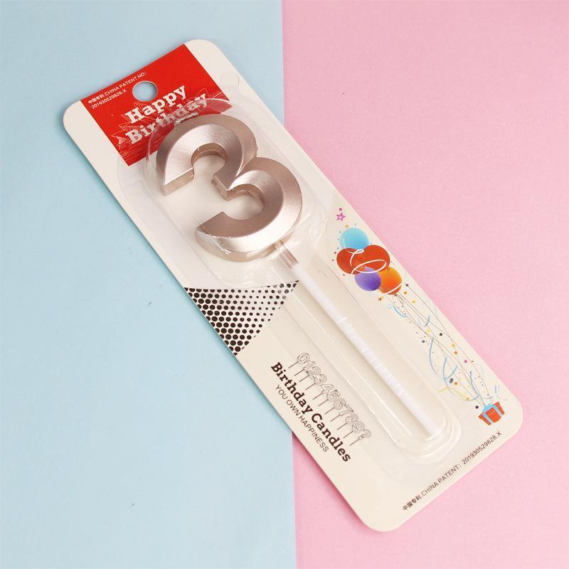 Classic Number Candles Individually Packed With Stand Birthday Make Up Ur Number Rose Gold - Number 3 5