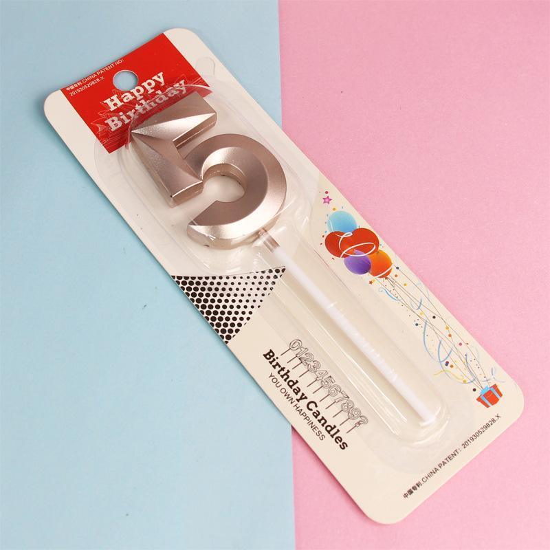 Classic Number Candles Individually Packed With Stand Birthday Make Up Ur Number Rose Gold - Number 7 11