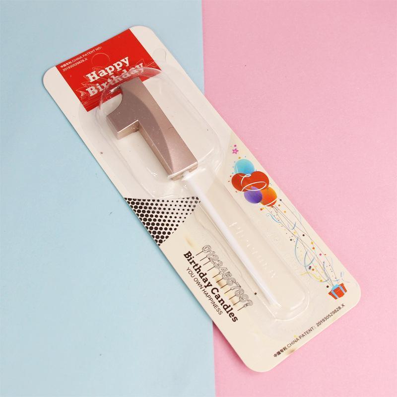 Classic Number Candles Individually Packed With Stand Birthday Make Up Ur Number Rose Gold - Number 9 7