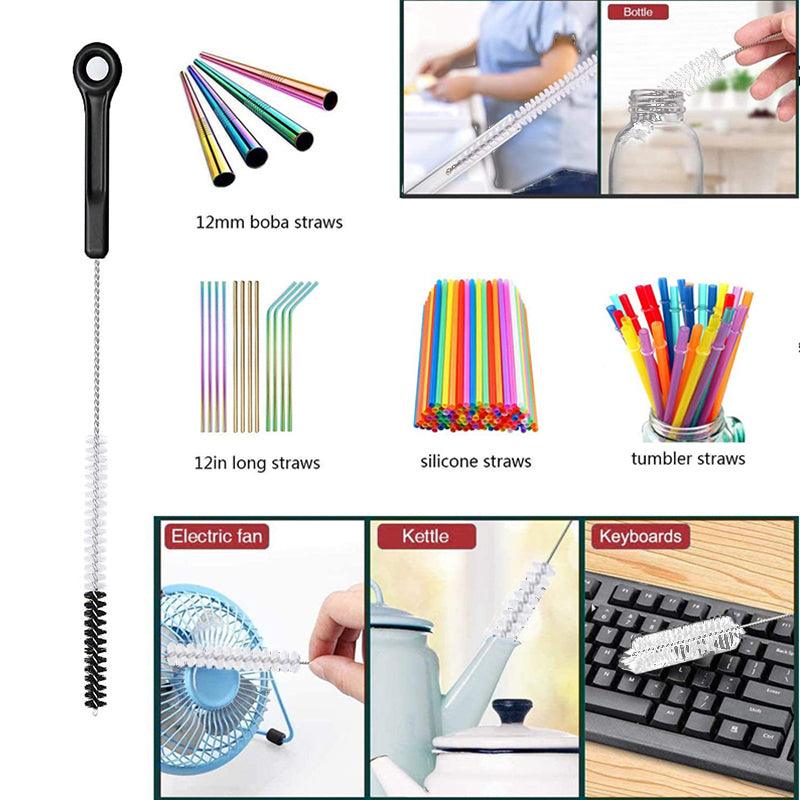 8 Pcs Nylon Straw Brush Set Cleaner Bottle Glass Tube Pipe Small Long Cleaning 5