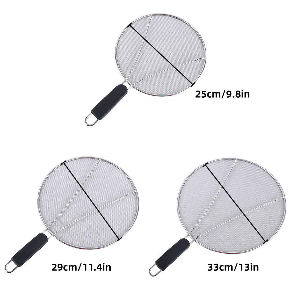Stainless Steel Mesh Cover Anti Scald Filter Screen Anti Splash Lid For Kitchen - 29cm 3