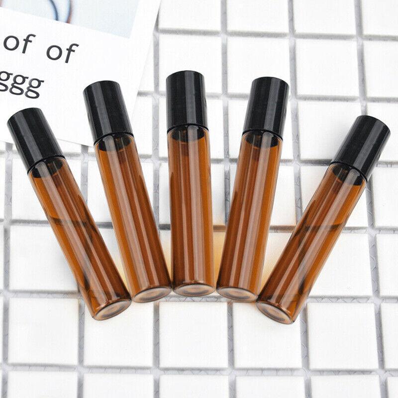 10Ml Roller Rollerball Perfume Essential Oil Roll On Ball Amber Glass Bottle - 5PCS 3