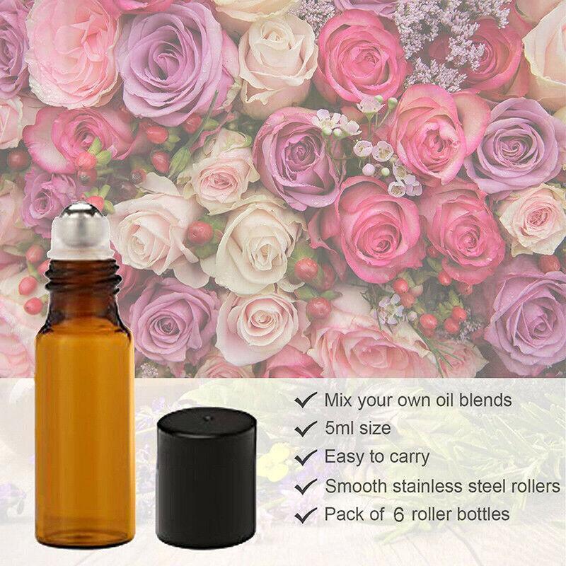 10Ml Roller Rollerball Perfume Essential Oil Roll On Ball Amber Glass Bottle - 5PCS 4