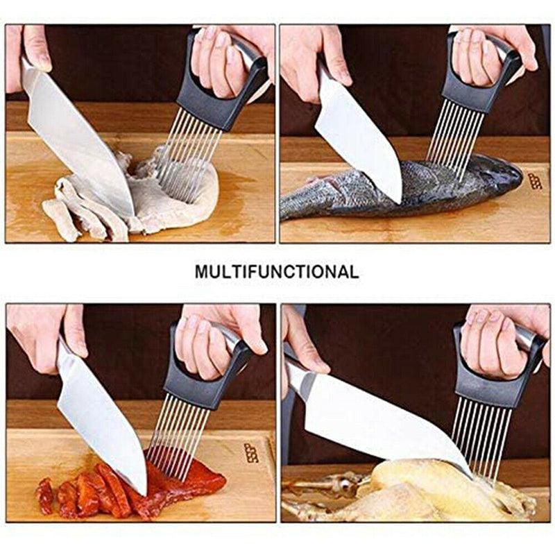 Food Slice Assistant Onion Slicer Cutter Fish Meat Potato Vegetable Holder Tool 3