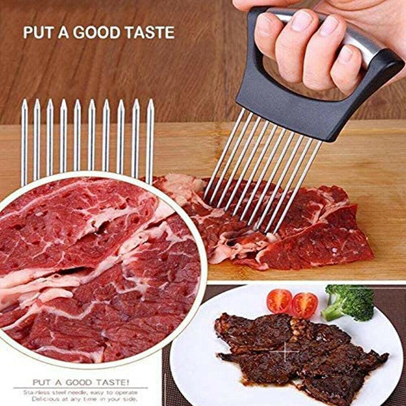 Food Slice Assistant Onion Slicer Cutter Fish Meat Potato Vegetable Holder Tool 4