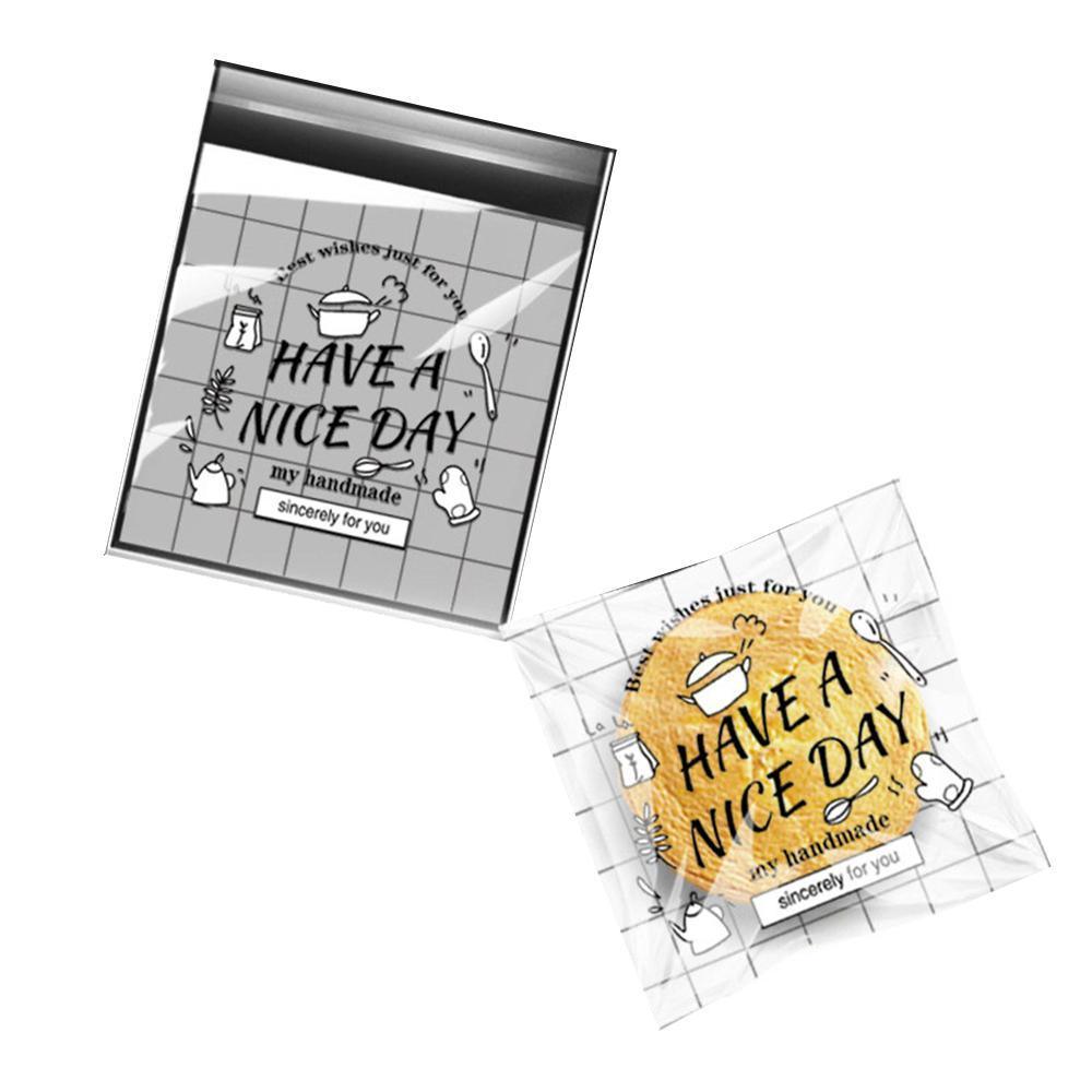 500 Pack Self Adhesive Cookie Packaging Bags Vibrant Designs OPP Material - Have a nice day 10*10*3cm 8