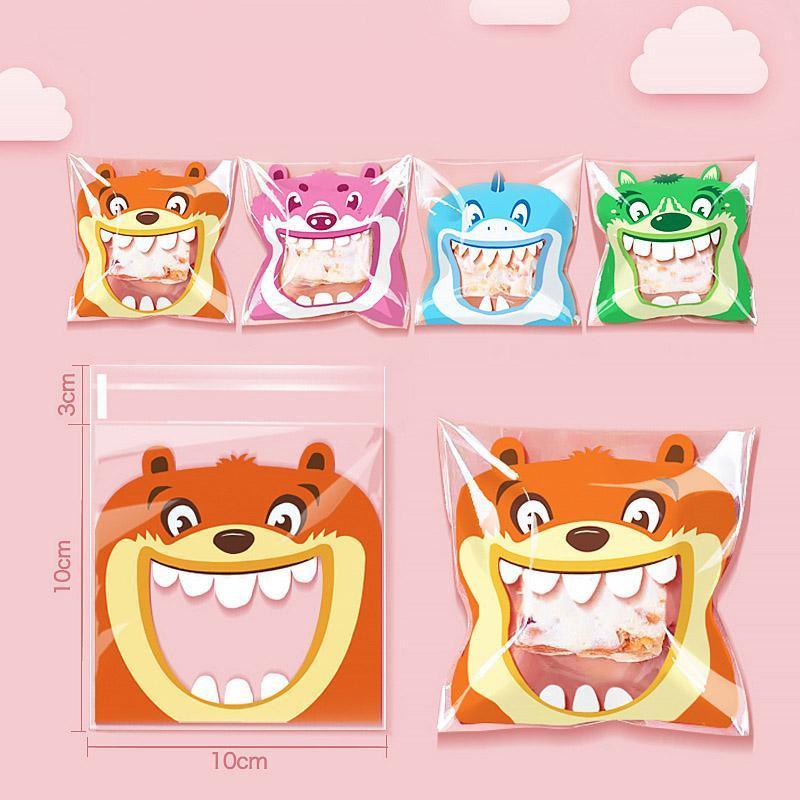 500 Pack Self Adhesive Cookie Packaging Bags Vibrant Designs OPP Material - Cute 14*14*3cm 5