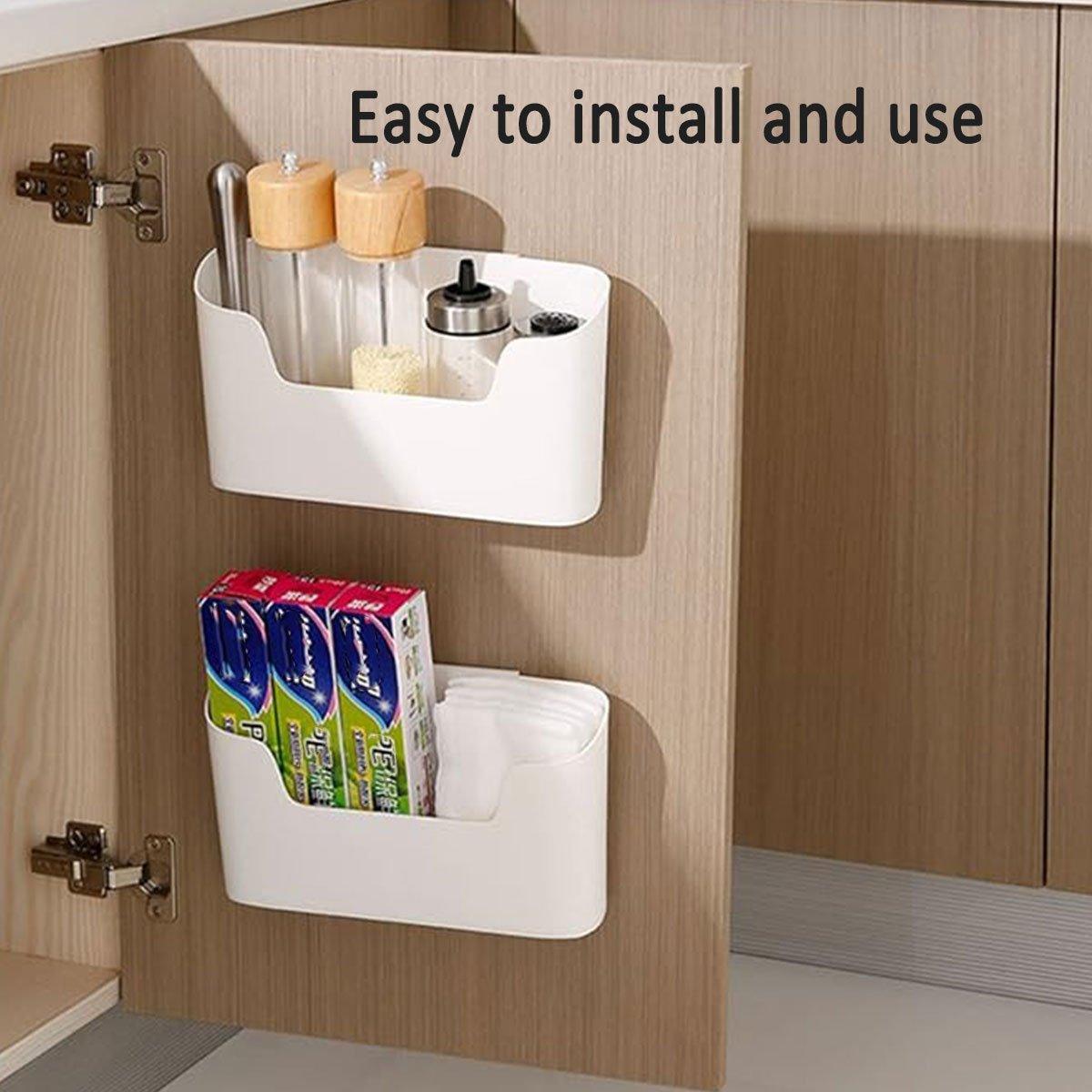 2PCS Wall Mounted Storage Rack Kitchen Bathroom Cabinet Door Sundries Holder 5