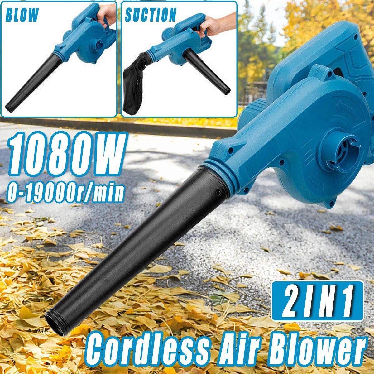 Portable Cordless Air Blower Leaf Dust Tool 1080W 19000 RPM Li-ion Battery