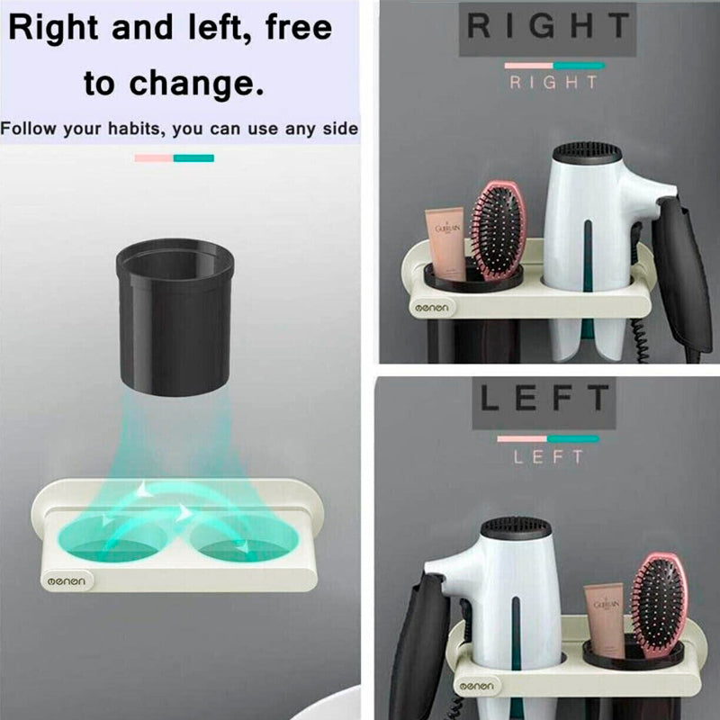 Bathroom Mounted Wall Suction Cup Hair Dryer Holder Hanger Shelf Rack Storage Au 5