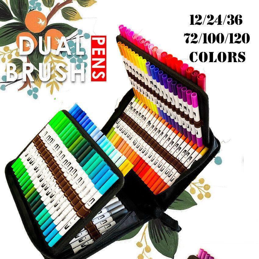 12-120 Watercolor Brush Pen Set Artist Sketch Marker - White-36 Colours