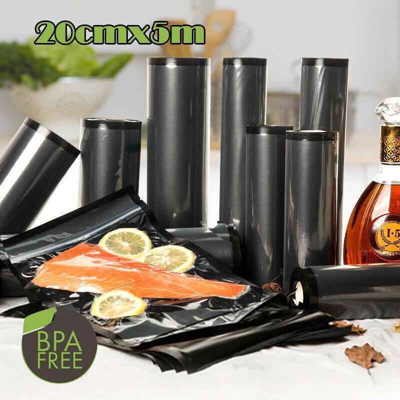 Black Vacuum Food Sealer Seal Bags Rolls Saver Storage Commercial 20/28Cm*5M - 20cm* 5m* 1 Roll
