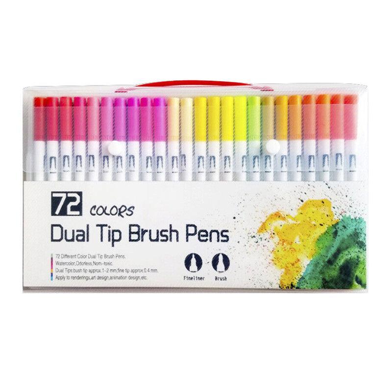 12-120 Watercolor Brush Pen Set Artist Sketch Marker - White-72 Colours 9