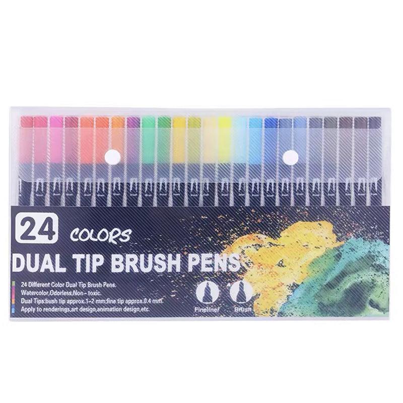 12-120 Watercolor Brush Pen Set Artist Sketch Marker - White-120 Colours 12