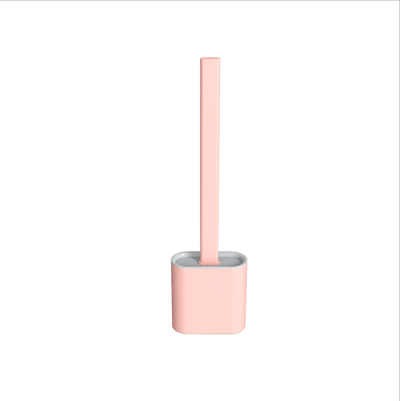 TPR Toilet Brush Set Silicone-Like Head with Holder Wall Mounted Detachable Handle - Pink * 1 Unit 9