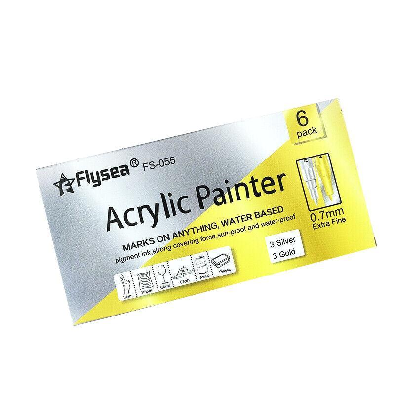 Flysea 12-80 Colours Acrylic Paint Pens Painting Stone Ceramic Glass Markers 0.7 - 12-Colour Set 10