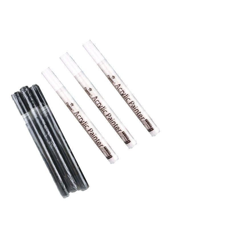Flysea 12-80 Colours Acrylic Paint Pens Painting Stone Ceramic Glass Markers 0.7 - Black*3+White*3 Set 9