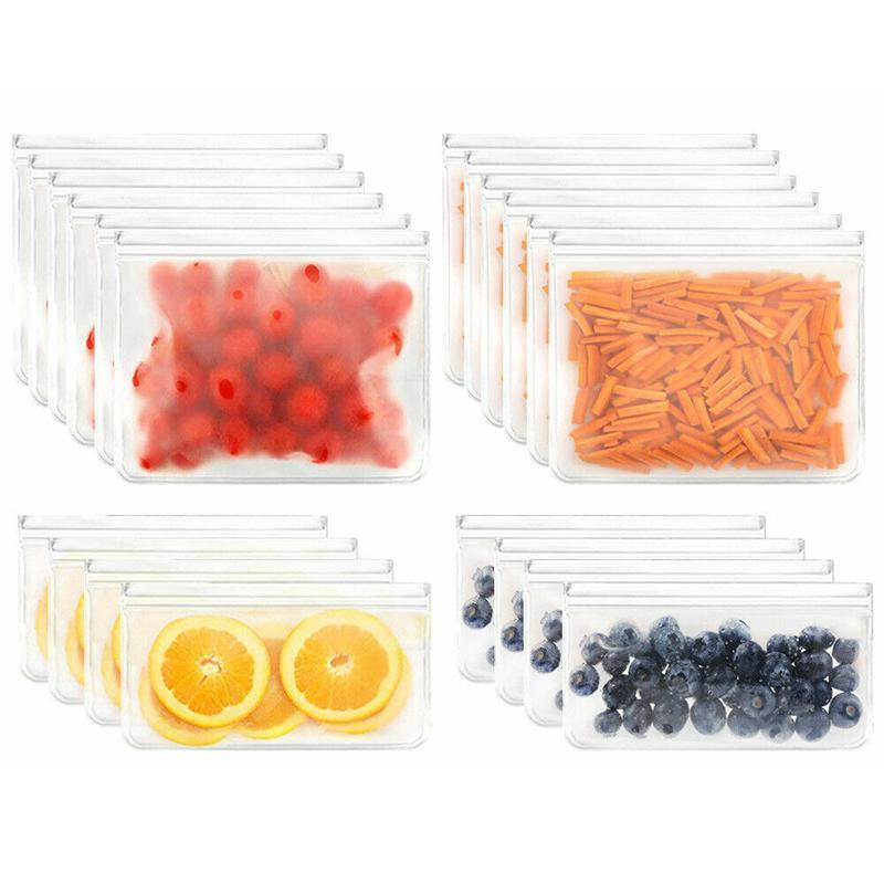 10-40PCS PEVA Food Storage Bags Reusable Zip Lock Pouch Fresh Sealer - 6PCS Large+4 PCS Small 7