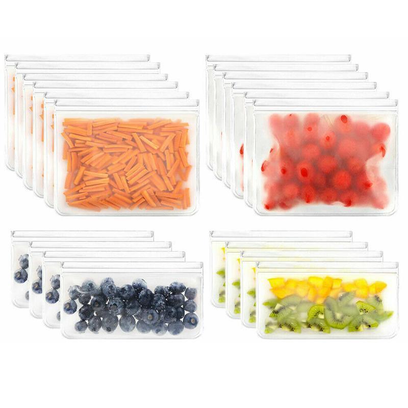10-40PCS PEVA Food Storage Bags Reusable Zip Lock Pouch Fresh Sealer - 6PCS Large+4 PCS Small 8