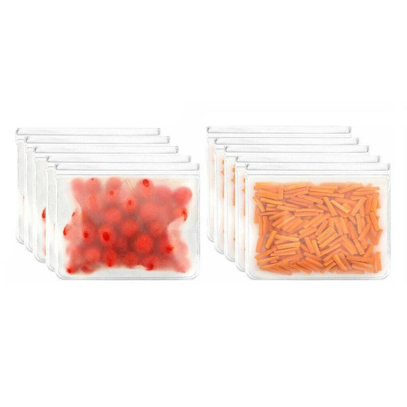 10-40PCS PEVA Food Storage Bags Reusable Zip Lock Pouch Fresh Sealer - 6PCS Large+4 PCS Small 10