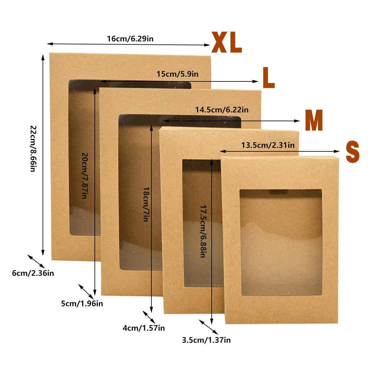 50PCS Kraft Paper Gift Boxes with PVC Window White Black Bakery Packaging Carton - L 3