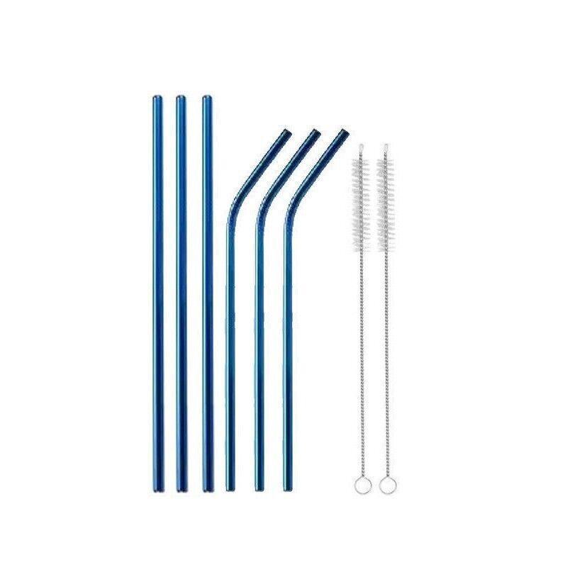 Reusable 304 Stainless Steel Straws Metal Drinking Washable Straw Brushes Set 2 - Gold Set 2 11
