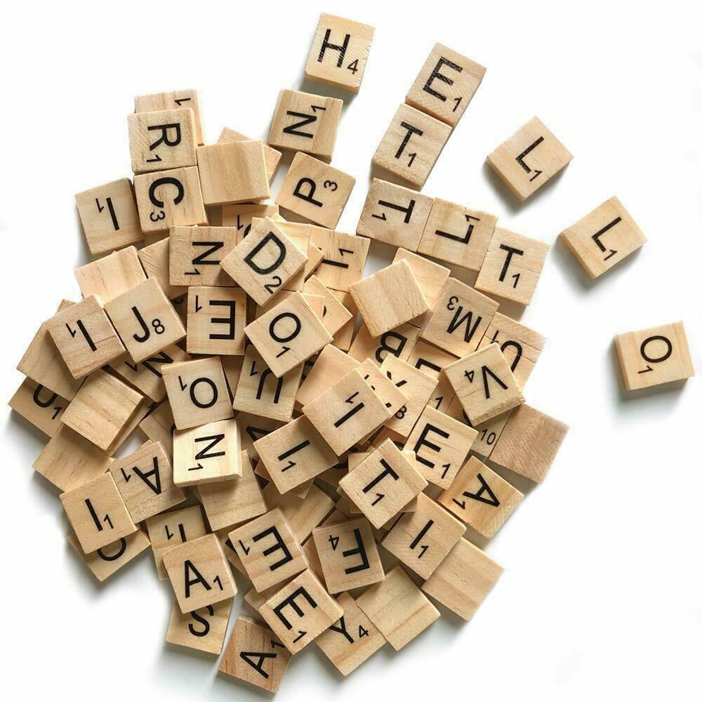 20X Wooden Alphabet Scrabble Tiles A-Z Letters and Numbers DIY Craft Game Pieces - Letter J 20pcs
