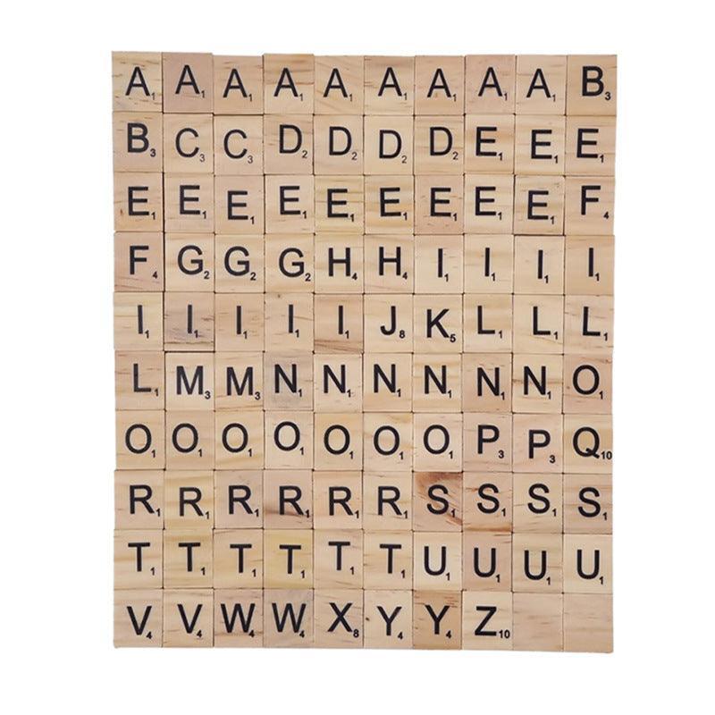 20X Wooden Alphabet Scrabble Tiles A-Z Letters and Numbers DIY Craft Game Pieces - Letter Q 20pcs 14