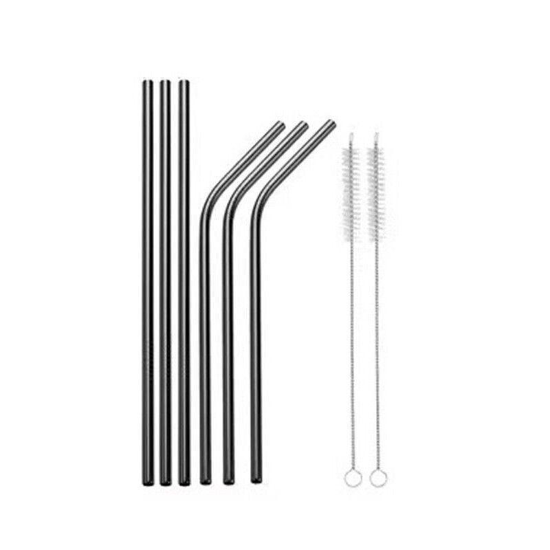 Reusable 304 Stainless Steel Straws Metal Drinking Washable Straw Brushes Set 2 - Rose Gold Set 2 9