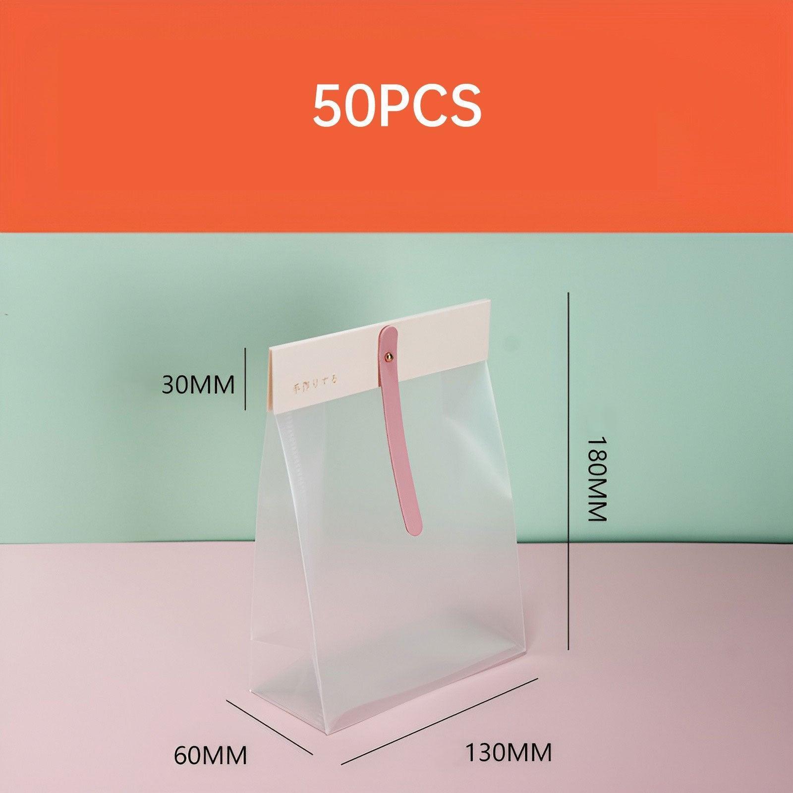 50pcs Transparent Snack Bags Biscuit Candy Bags Resealable Food Packaging - Orange 3