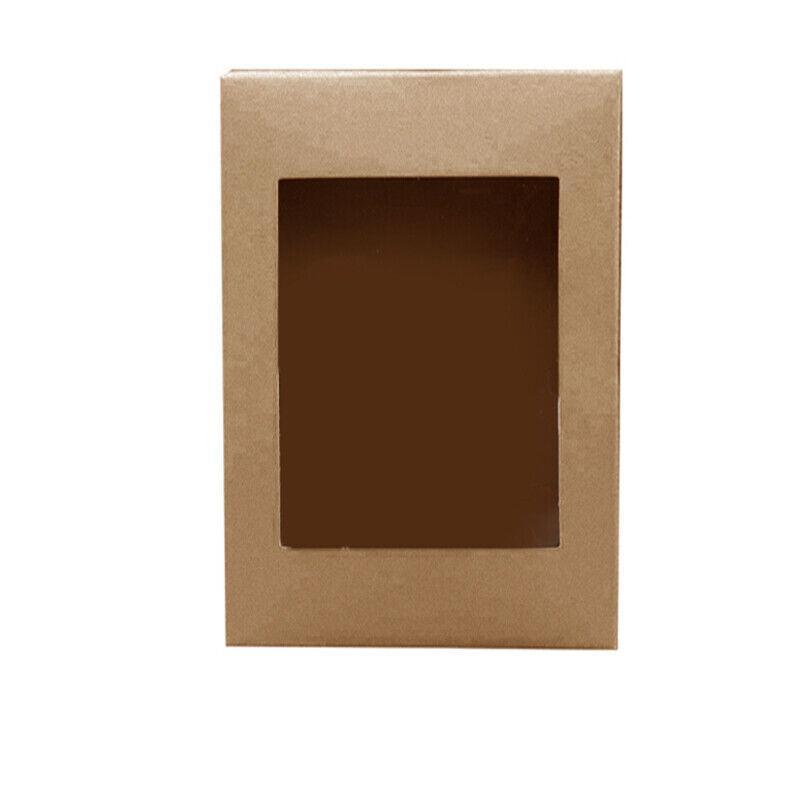 10 Pack Kraft Paper Boxes with Window Disposable Cardboard Gift Catering Trays - 20X15X5CM 9