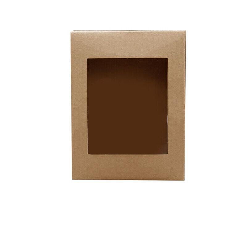 10 Pack Kraft Paper Boxes with Window Disposable Cardboard Gift Catering Trays - 20X15X5CM 10