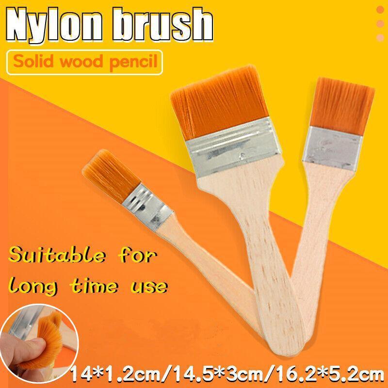 3Pack Art Brushes Flat Paint Set Drawing Painting Wooden Handle Craft