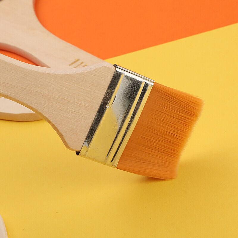 3Pack Art Brushes Flat Paint Set Drawing Painting Wooden Handle Craft 4