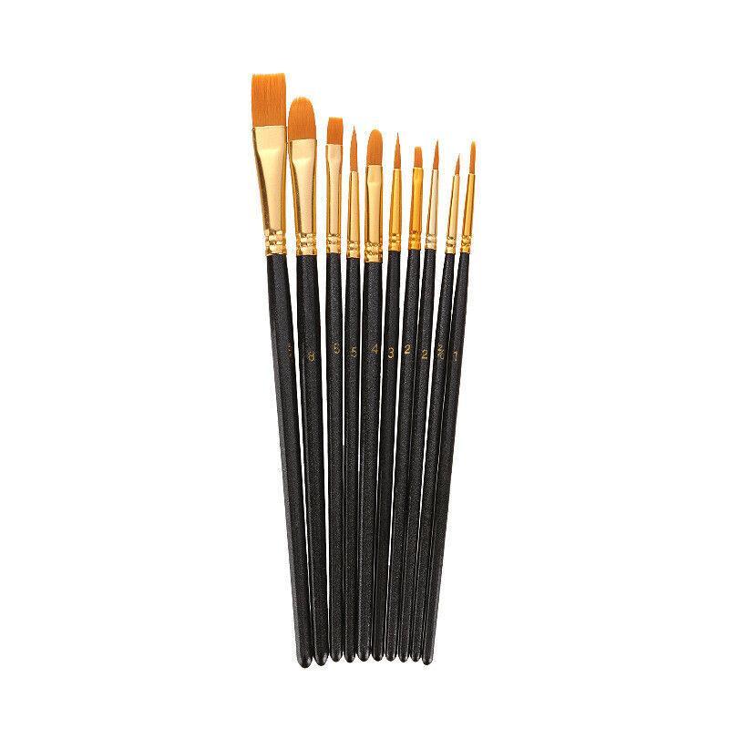 10pcs Artist Paint Brush Set Acrylic Oil Watercolour Gouache Painting Supplies - Blue 6