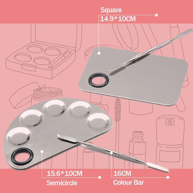 Stainless Steel Cosmetic Face Makeup Palette Spatula Foundation Mixing Tool - Semicircle 3