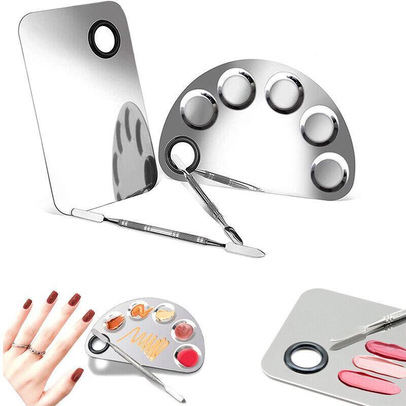 Stainless Steel Cosmetic Face Makeup Palette Spatula Foundation Mixing Tool - Semicircle 4