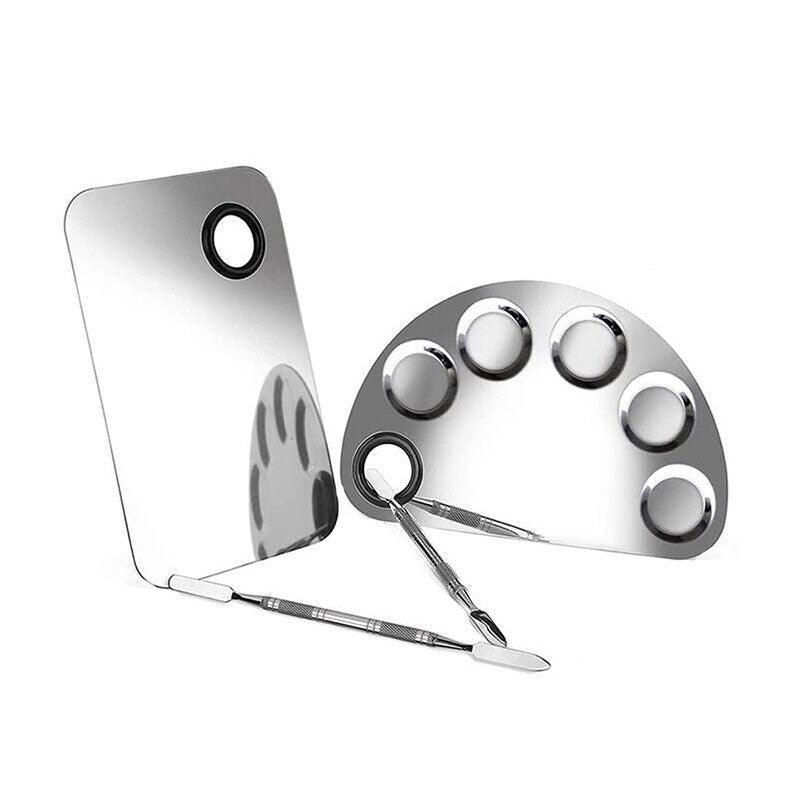 Stainless Steel Cosmetic Face Makeup Palette Spatula Foundation Mixing Tool - Semicircle 8