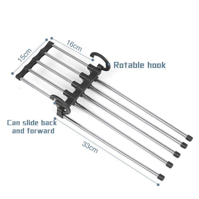 5 in 1 Stainless-Steel Pants Rack Hanger Wardrobe Shelves Magic Multi-Functional Black - 1PC 3