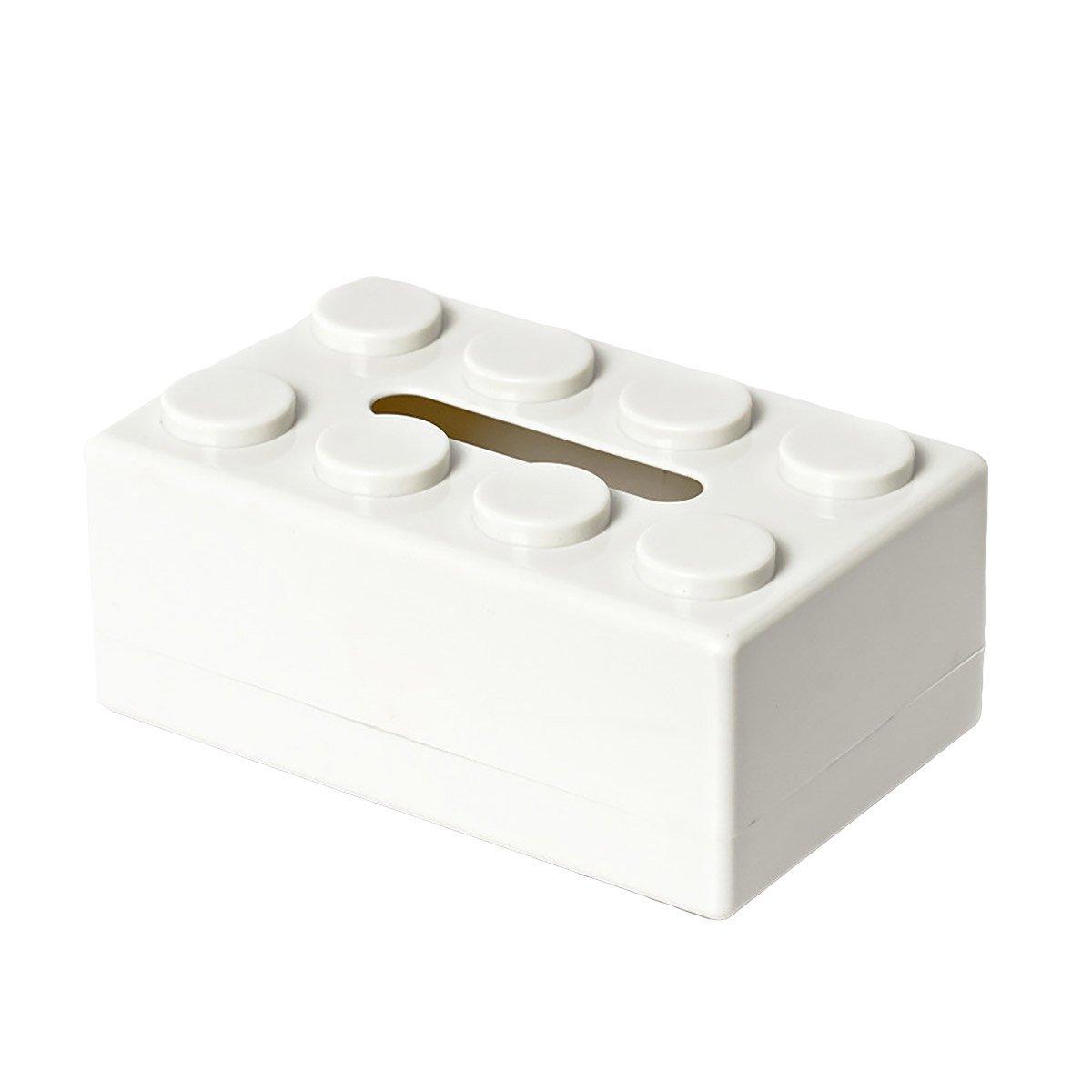 Tissue Box Cover Creative Building Block Cute Napkin Dispenser Holder Home Decor - White 10