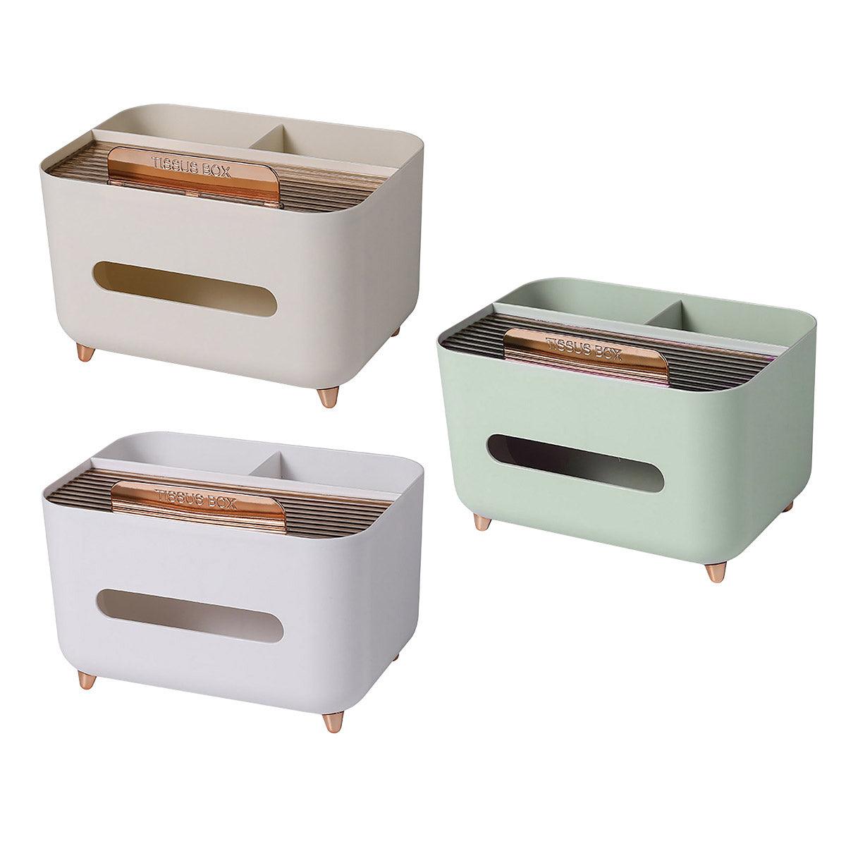 Tissue Box Dispenser Storage Box Napkin Case Remote Control Box Multi-Function - White